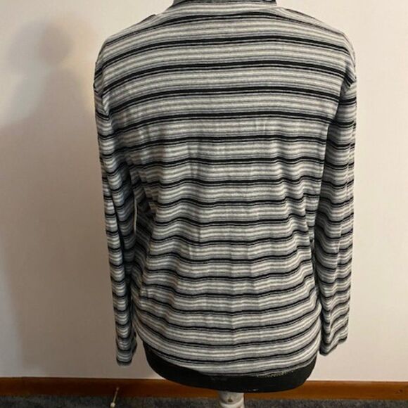 Kim Rogers stretch Gray, Black, White stripe sweater, size XL - Picture 2 of 3